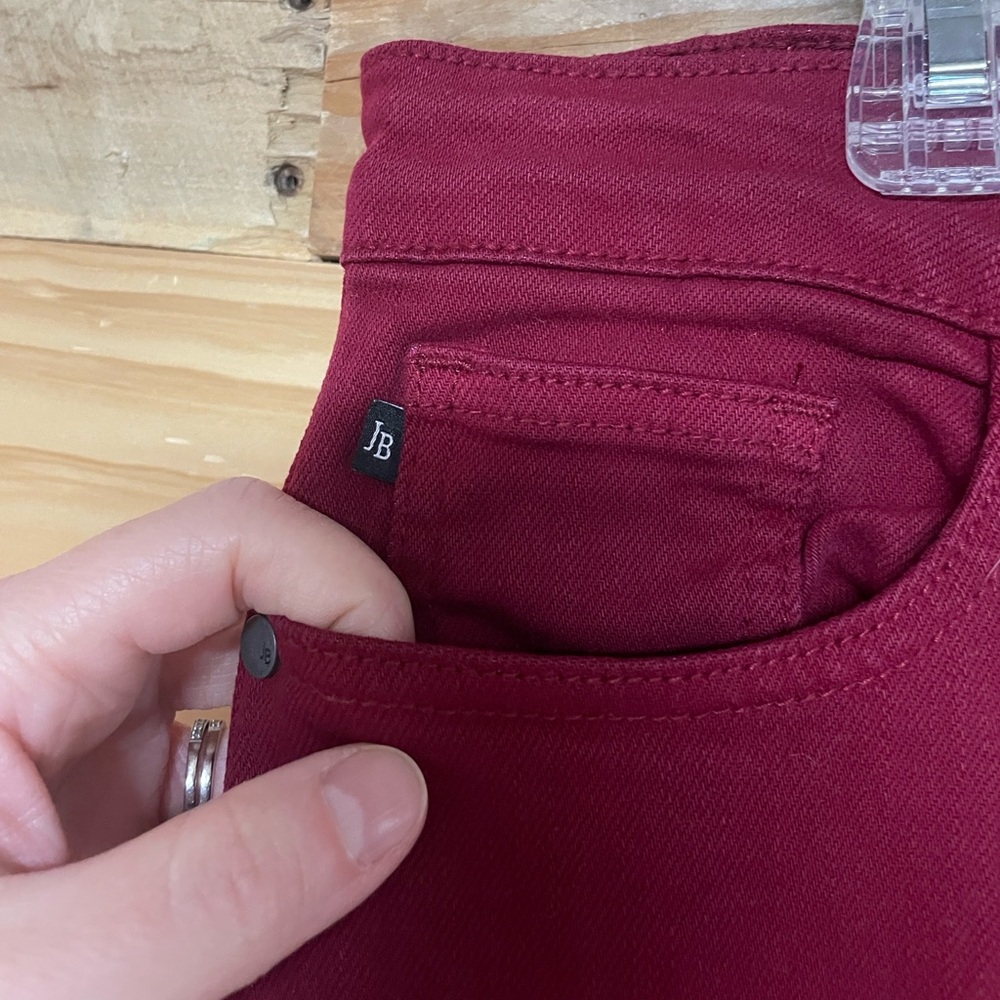 Judy Blue size 13/31 Stretchy Flare Leg Jeans in Red with Heart Shape Pockets - Picture 5 of 13